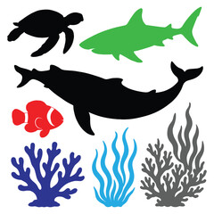 silhouette of marine life