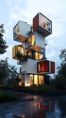 Architect presenting modular housing concept