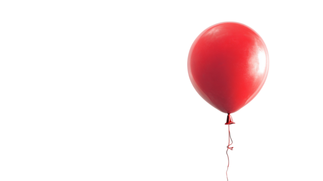 Single red balloon floating on studio shot perfect for celebrations and festive designs a vibrant image ideal for on transparent background