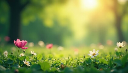 Fototapeta premium Abstract blurred nature scene, soft focus, tranquil colors, color, seamless
