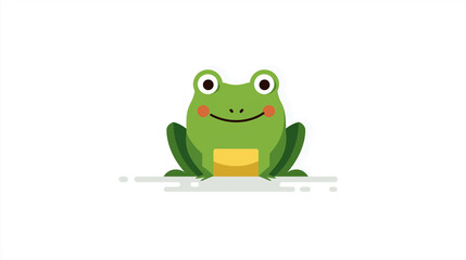 Smiling Frog: A cheerful frog sits, embodying simplicity and charm. Captivating an artistic aesthetic through bold shapes and vivid colors, it evokes feelings of playfulness and joy. 
