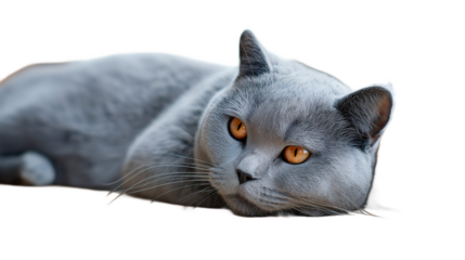 A British Shorthair cat lounges comfortably on a sunlit window sill, its dense silver-blue fur gleaming. Round copper eyes remain half-closed as dust particles dance in the light