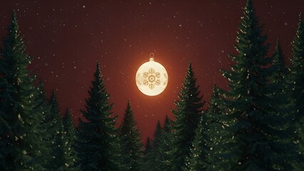 Fototapeta premium Full moon over forest at night