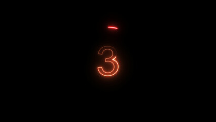 A dynamic circle glowing neon number 3 illustration. on a black background. and creating a stunning video.4k illustration.

