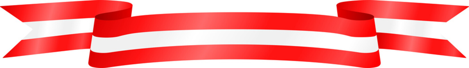 Red and White Austria Flag Wavy Ribbon Corner Border Illustration