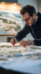 Architect reviewing coastal wind impact