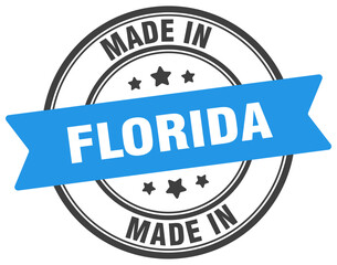 Made in Florida round sign. Made in Florida stamp.