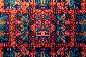 Geometric tapestry pattern, bold hues, modern design, minimal, geometric, pattern design