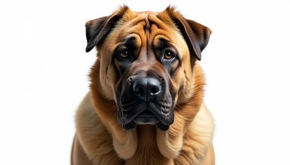 Imposing Mastiff, alert expression, pure white backdrop, breed, background