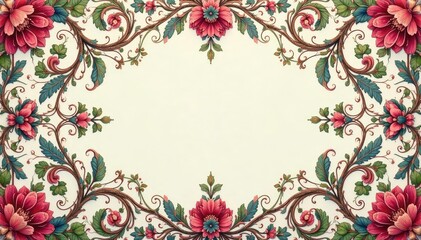 Intricate floral damask, elegant swirls & vines , pink, repeat