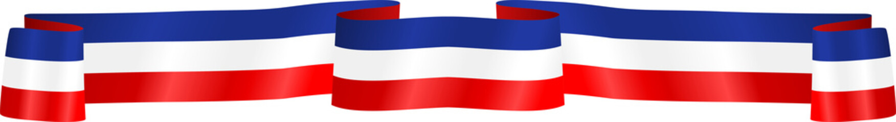 Blue White and Red American Flag Wavy Ribbon Corner Border Illustration
