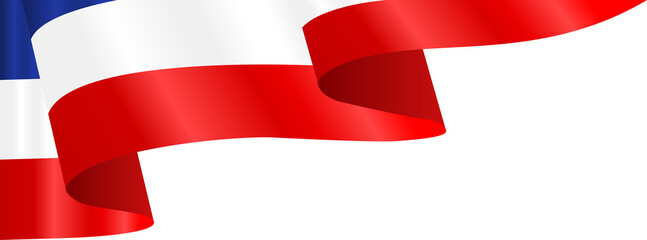 Blue White and Red American Flag Wavy Ribbon Corner Border Illustration