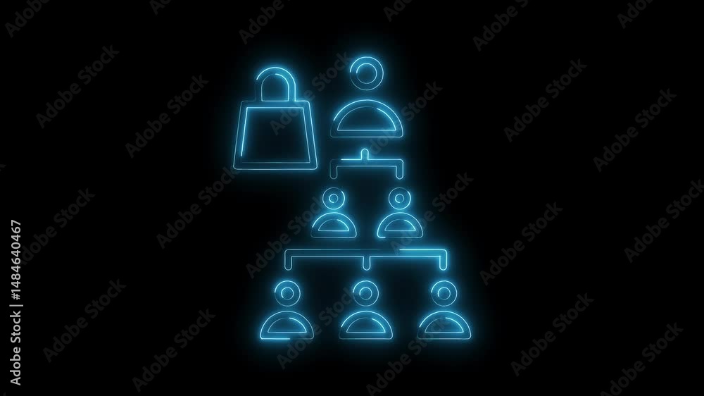 Poster protected business hierarchy security glowing digital outline cyber protection data management conce