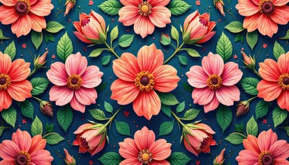 Intricate floral design, repeating seamlessly , repeat, floral pattern, repeating pattern