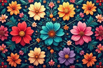 Intricate floral design, repeating seamlessly , art, design