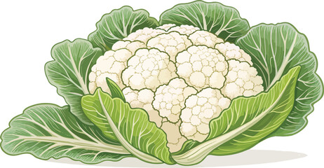 Cauliflower in white background vector design, Cauliflower Illustration vector design
