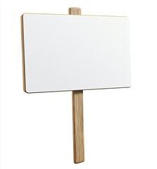 Empty protest sign, blank, light brown wooden pole, rectangular white surface