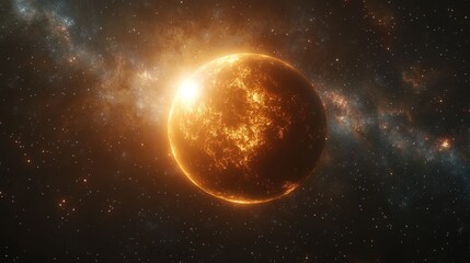 Obraz premium Fiery celestial orb in cosmic expanse