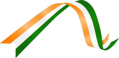 Orange White and Green India Flag Wavy Ribbon Corner Border Illustration