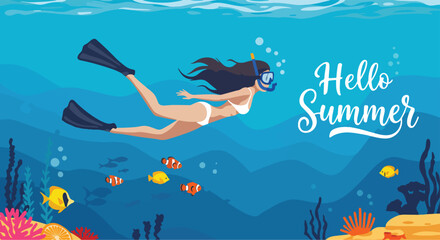 Adobe Illustrator Artwork Summer activity: Flat vector illustration with 