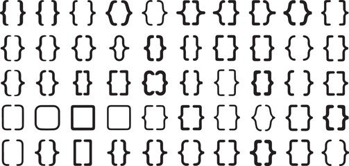 Variety of Bracket Styles in Vector Format Including Curly Square and Angle Brackets for Design Use