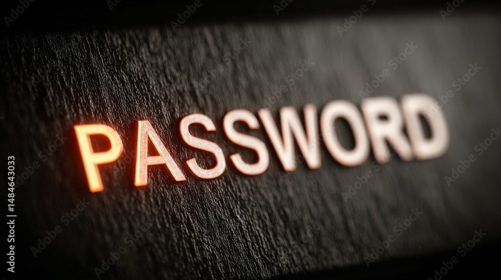 Fototapete illuminated password: a close-up shot features the word 