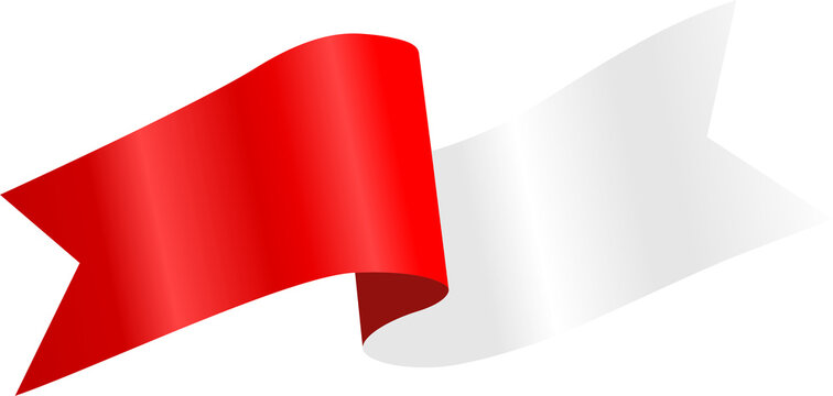 Red and White Indonesia Flag Wavy Ribbon Corner Border Illustration - Powered by Adobe