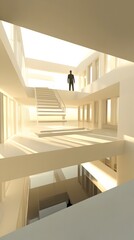 Architect simulating airflow in modern house