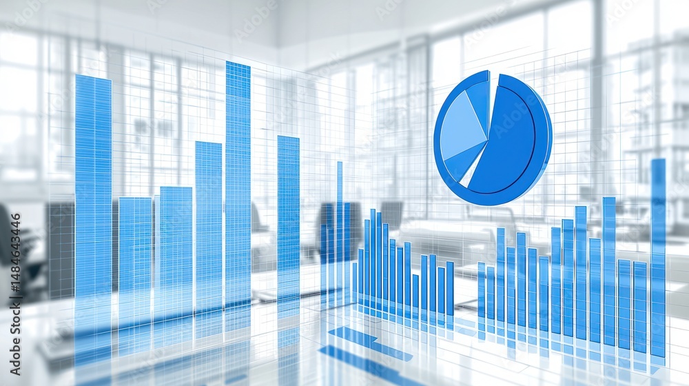 Aufkleber abstract representation of data analysis in a modern office.