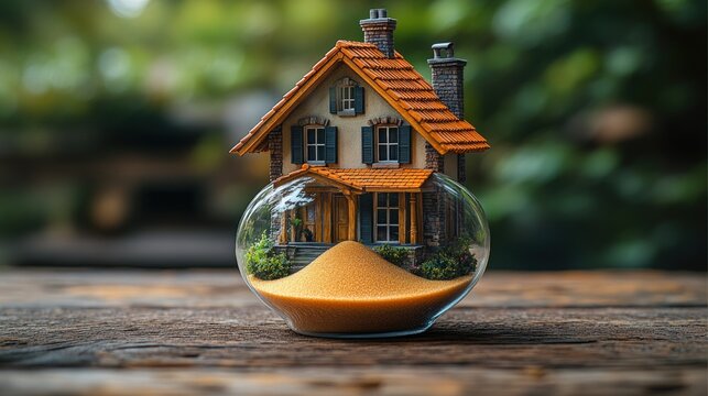Miniature home in hourglass