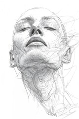 detailed sketch of a human face frontal view