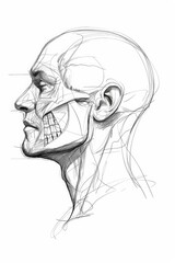 detailed sketch of a human face frontal view