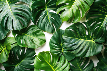 Tropical Monstera Leaves Displaying Their Unique Shapes and Textures