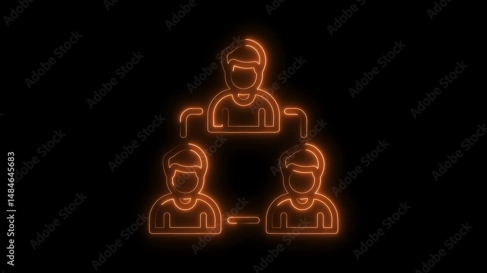 Aufkleber neon glowing people connected hierarchy representation on dark background teamwork collaboration net