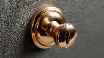 Golden Door Handle Elegance: An elegant gold door handle, gleaming with a polished luster, adorns a textured wall, exuding a sense of classic sophistication and security.