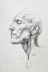 detailed sketch of a human face frontal view