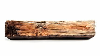 Fototapeta premium Rusty, weathered, wooden beam isolated on white. [Seraphic Depths] | Rift of Light | split beam. Illustration