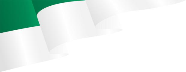 Green and White Pakistan National Flag Wavy Ribbon Corner Border Illustration