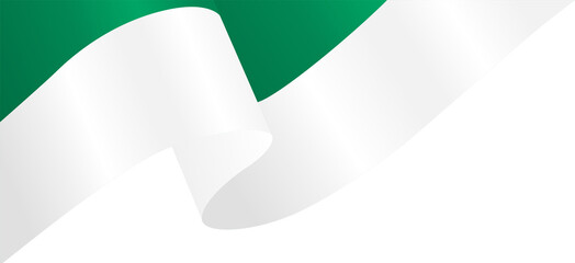 Green and White Pakistan National Flag Wavy Ribbon Corner Border Illustration