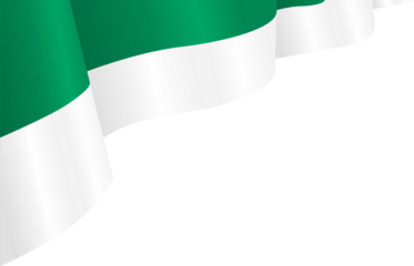 Green and White Pakistan National Flag Wavy Ribbon Corner Border Illustration