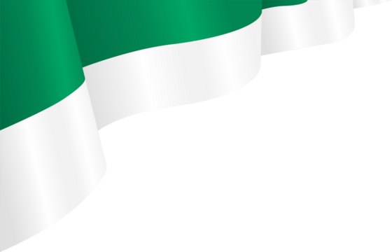 Green and White Pakistan National Flag Wavy Ribbon Corner Border Illustration