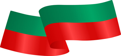 Green and Red Portugal National Flag Wavy Ribbon Corner Border Illustration