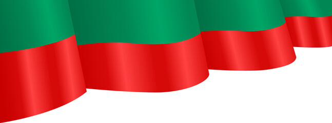 Green and Red Portugal National Flag Wavy Ribbon Corner Border Illustration