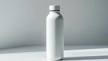 White Water Bottle on White Background