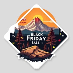 Sticker - Black Friday. Vector style. 