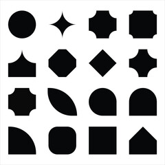 Geometry abstract shapes Minimal geometric monochrome poster, flat retro style vector illustration,Geometric brutality figures. Modern elements abstract shapes Swiss style, simple bold minimalist basi