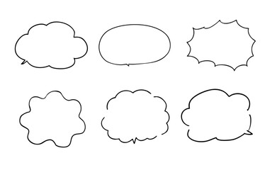 シンプルな吹き出しのイラストセット(モノクロ)