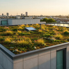 Fototapeta premium Toit végétal florissant au cœur de la ville