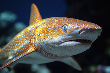 Underwater Shot of a Shark with Unique Skin and Visible Gills..