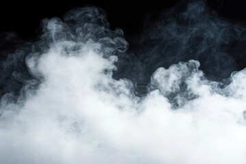 Fototapeta premium White Smoke on a Dark Background. Abstract Design of Isolated Smoke Cloud in the Environment